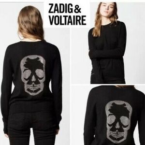 ZADIG & VOLTAIRE Camo Skull Studded Sweater M